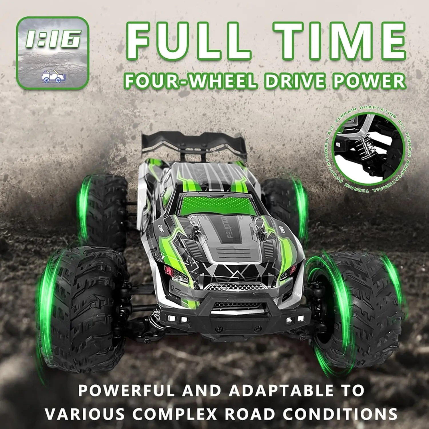 Rc Hobby Tech Bali - 1:16 Ölçekli 4WD RC Araba (50km/s):